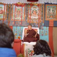 Lama giving final teaching, 1983