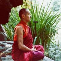 Lama meditating, California, 1974