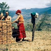 The first bricks to build Kopan Monastery, 1971