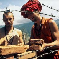The first bricks to build Kopan Monastery, 1971
