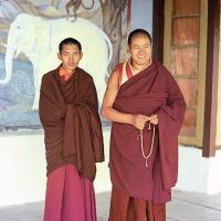 Lama Yeshe and Lama Zopa on the veranda at Tushita , 1973