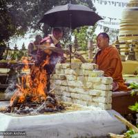 Lama doing fire offering