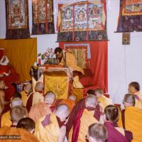 Rinpoche teaching, Bodhgaya, 1982