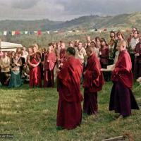 Blessing the prayer-flag pole, CIN, 1976