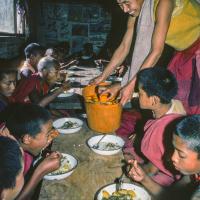 Mealtime with the MEC students, 1976