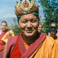 Lama wearing a ceremonial crown, 1976