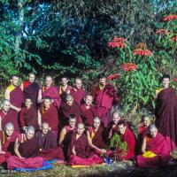 Ordination group with IMI Sangha, Kopan, January 1979