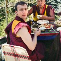 Peter and Lama, Tushita-Dharamsala, 1982