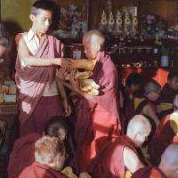 MEC students distributing food, 1976