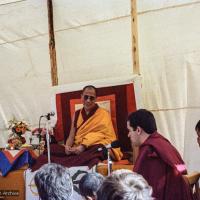 H.H. Dalai Lama at O Sel Ling, 1982