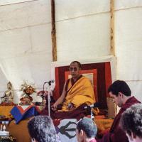 H.H. Dalai Lama at O Sel Ling, 1982