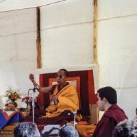 H.H. Dalai Lama at O Sel Ling, 1982