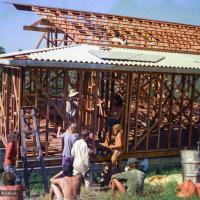 Building the Chenrezig gompa, 1975