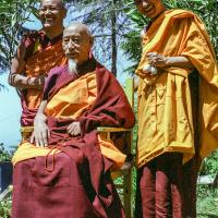 Lama and Rinpoche with Zong Rinpoche, Tushita, 1982