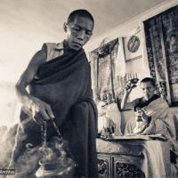 Lama Lhundrup assisting Rinpoche's initiation