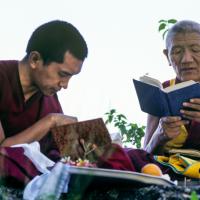 Rinpoche and Geshe Legden, Chenrezig, 1980