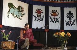 Lama teaching at Kosmos Centre, 1980