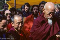 Lamas at cremation of Lama Yeshe, 1984