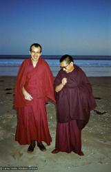 Neil and Rinpoche at the beach, 1983