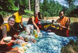 Picnic with the lamas, Lake Arrowhead, 1975