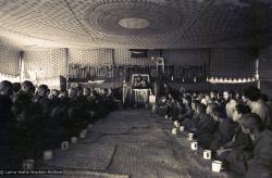 Lamas and sangha doing puja, Kopan, 1974