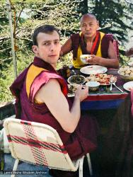 Peter and Lama, Tushita-Dharamsala, 1982