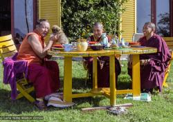 With little Yeshe, Rinpoche and Geshe Jampa Gyatso, ILTK, 1983