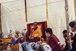 H.H. Dalai Lama at O Sel Ling, 1982