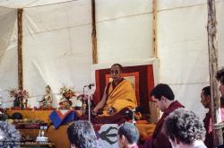 H.H. Dalai Lama at O Sel Ling, 1982