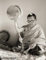 Rinpoche Playing Chod Drum, 1983