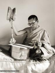 Rinpoche Playing Chod Drum, 1983