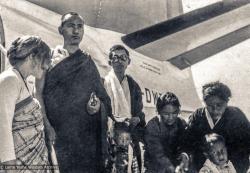 The lamas with Jhamba Dolkar (center), Tribhuvan Airport, Kathma