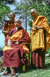 Lama and Rinpoche with Zong Rinpoche, Tushita, 1982