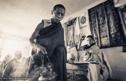 Lama Lhundrup assisting Rinpoche's initiation