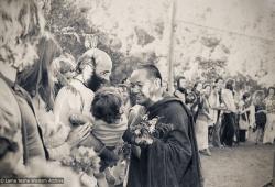 Lama, Dorian holding Ling, Alison and Kalu just behind, Chenrezi