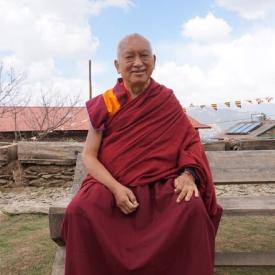 Rinpoche in front of Thubten Shedrup Ling Monastery, Solu Khumbu, Nepal, 2017. Photo: Lobsang Sherab.